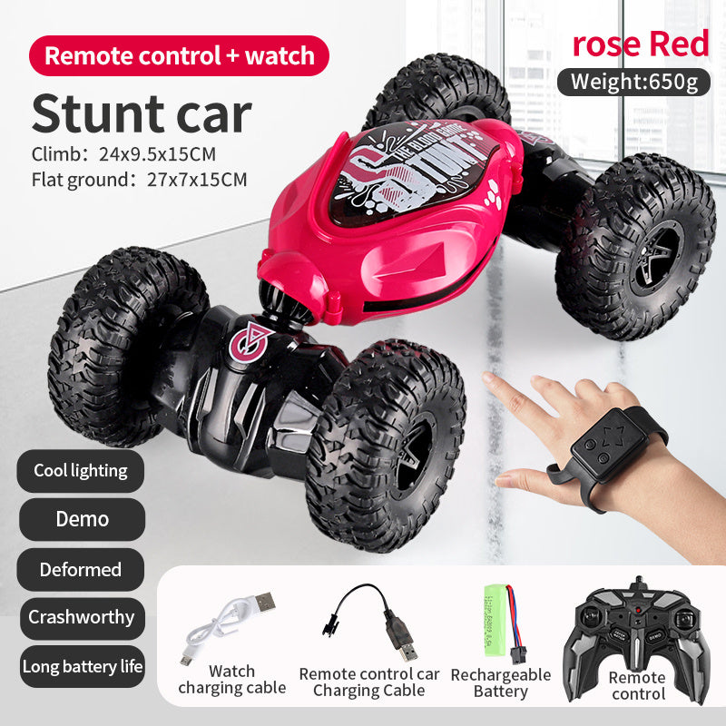 4WD RC Off Road Stunt Wheels Drift Car With Music Led Lights 2.4G Gesture Remote Control Spray 360 Rotating Climbing Car Toys