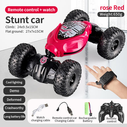 4WD RC Off Road Stunt Wheels Drift Car With Music Led Lights 2.4G Gesture Remote Control Spray 360 Rotating Climbing Car Toys