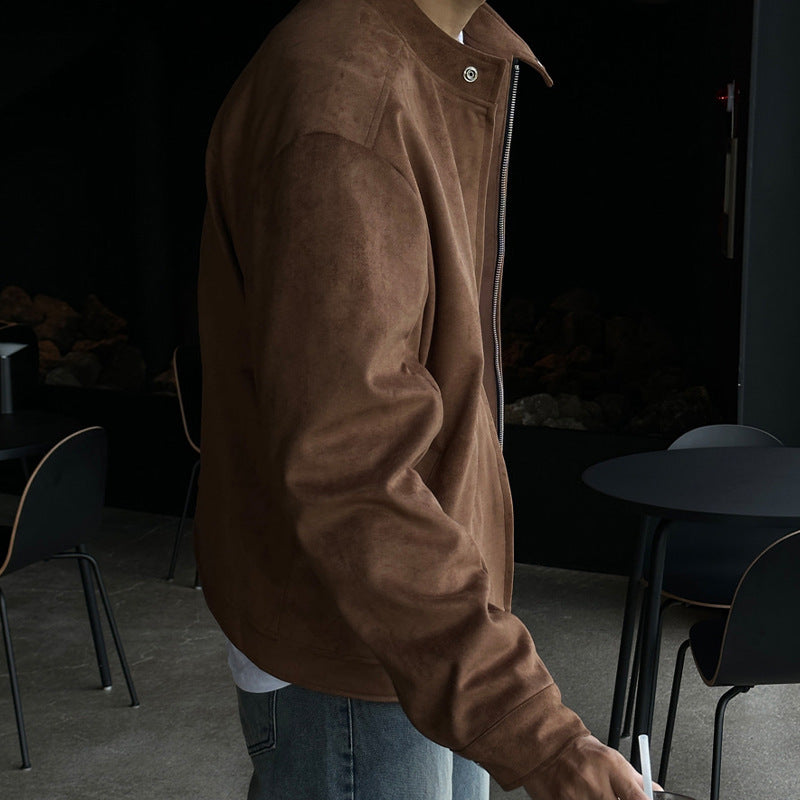 Brown Maillard Stand-up Collar Jacket