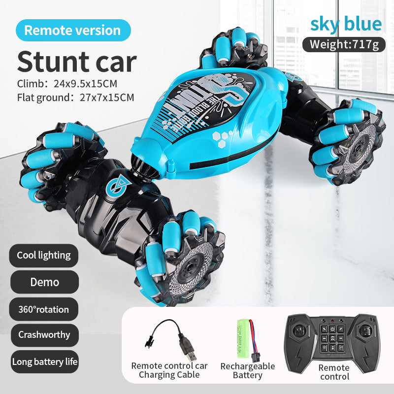 4WD RC Off Road Stunt Wheels Drift Car With Music Led Lights 2.4G Gesture Remote Control Spray 360 Rotating Climbing Car Toys