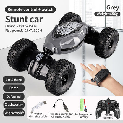 4WD RC Off Road Stunt Wheels Drift Car With Music Led Lights 2.4G Gesture Remote Control Spray 360 Rotating Climbing Car Toys